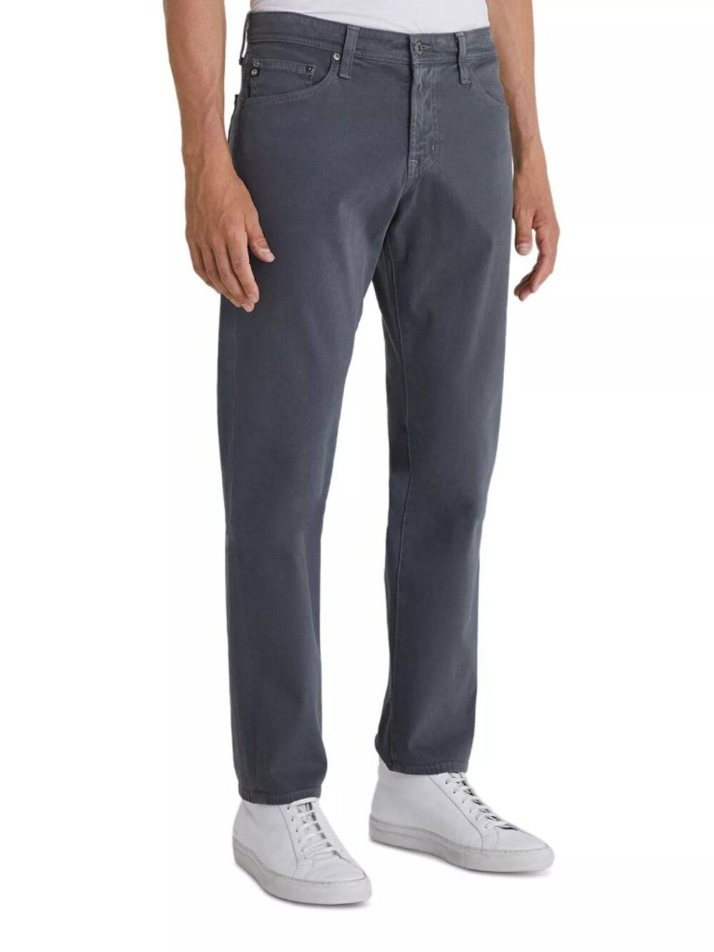 New AG THE GRADUATE Tailored Leg Dark Gray Pants Sueded Stretch Sateen 28 x 34